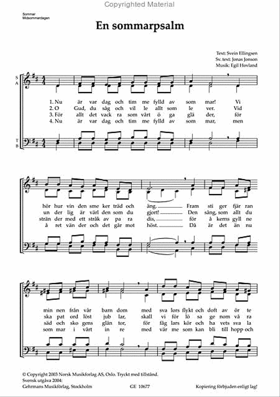 En sommarpsalm 4-Part scores gallery preview page 2