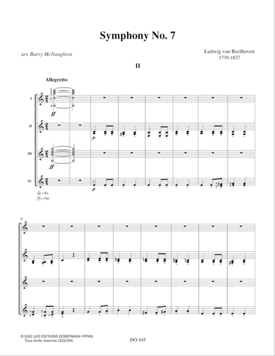 Symphony No. 7, IInd movement Guitar Ensemble scores gallery preview page 2