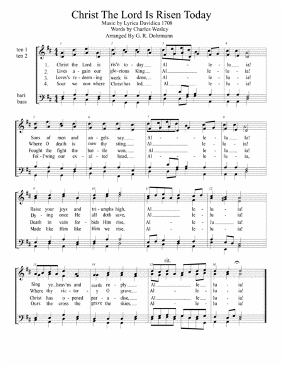 Christ The Lord Is Risen Today TTBB scores gallery preview page 1