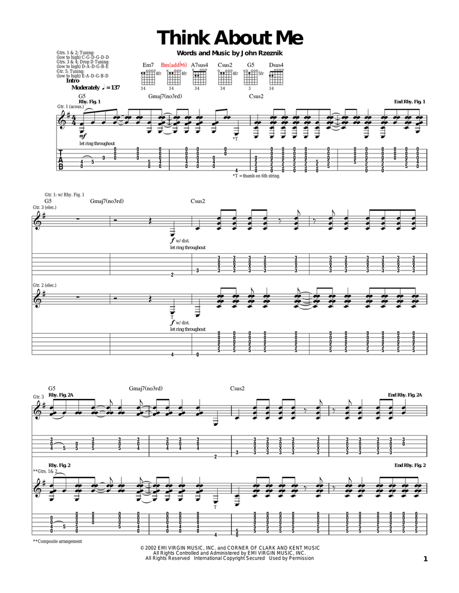 Think About Me Think About Me Acoustic Guitar scores gallery preview page 1