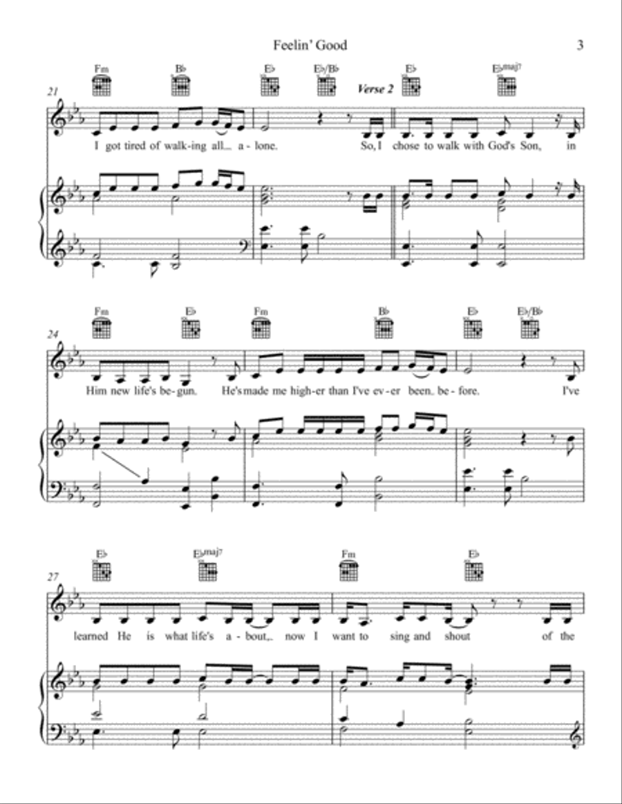 Feelin' Good Piano, Vocal, Guitar scores gallery preview page 3