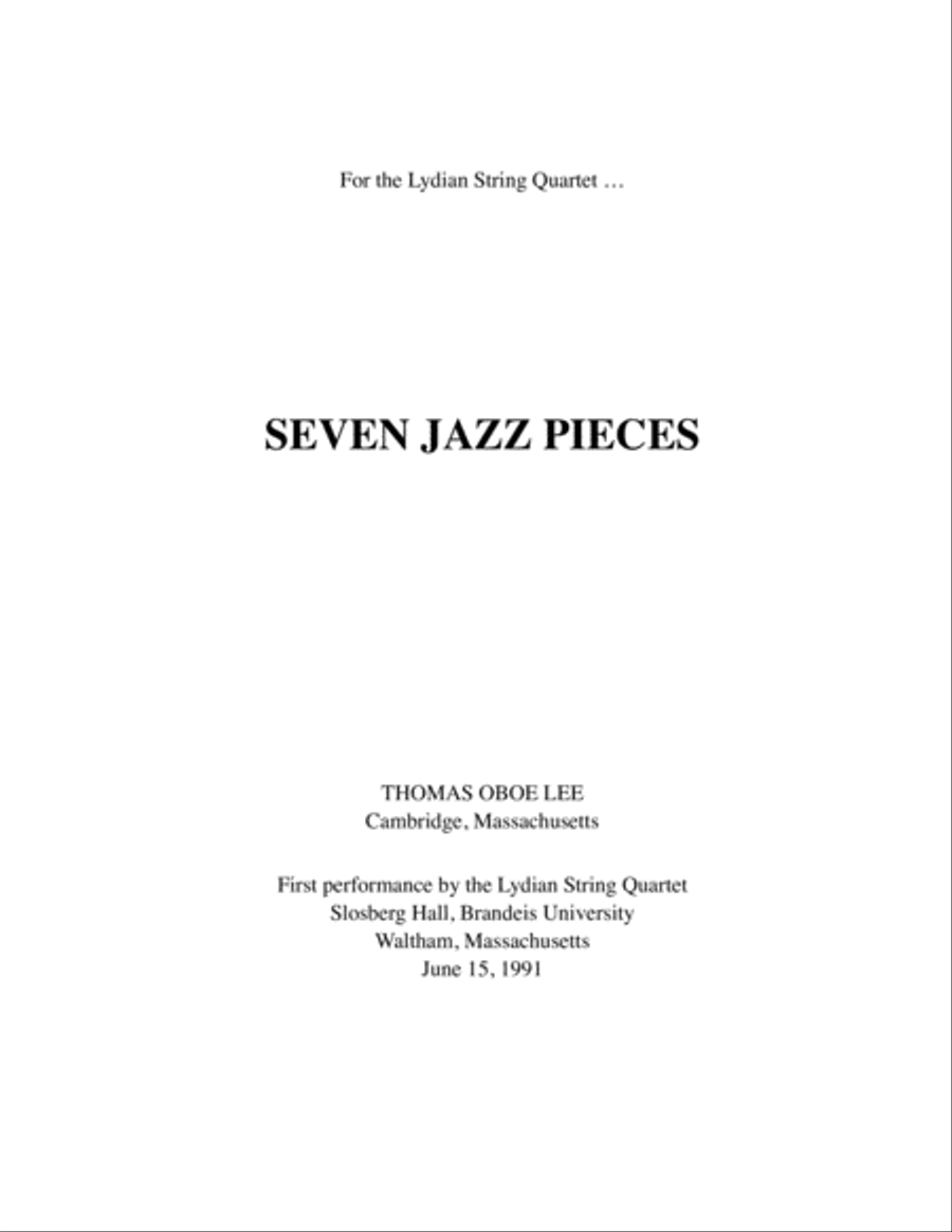 Seven Jazz Pieces (1990-91) for string quartet String Quartet scores gallery preview page 1