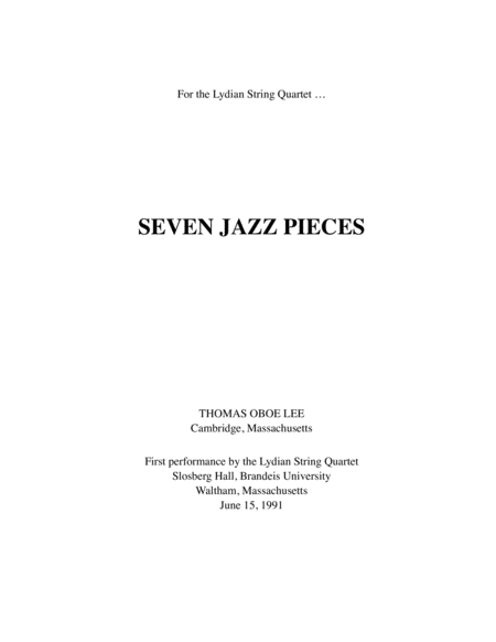 Seven Jazz Pieces (1990-91) for string quartet image number null