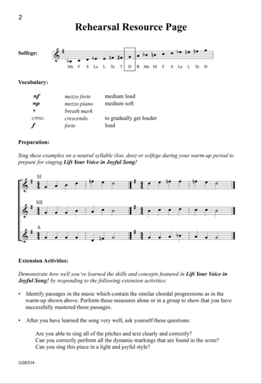 Lift Your Voice in Joyful Song! - SSA SSA scores gallery preview page 2