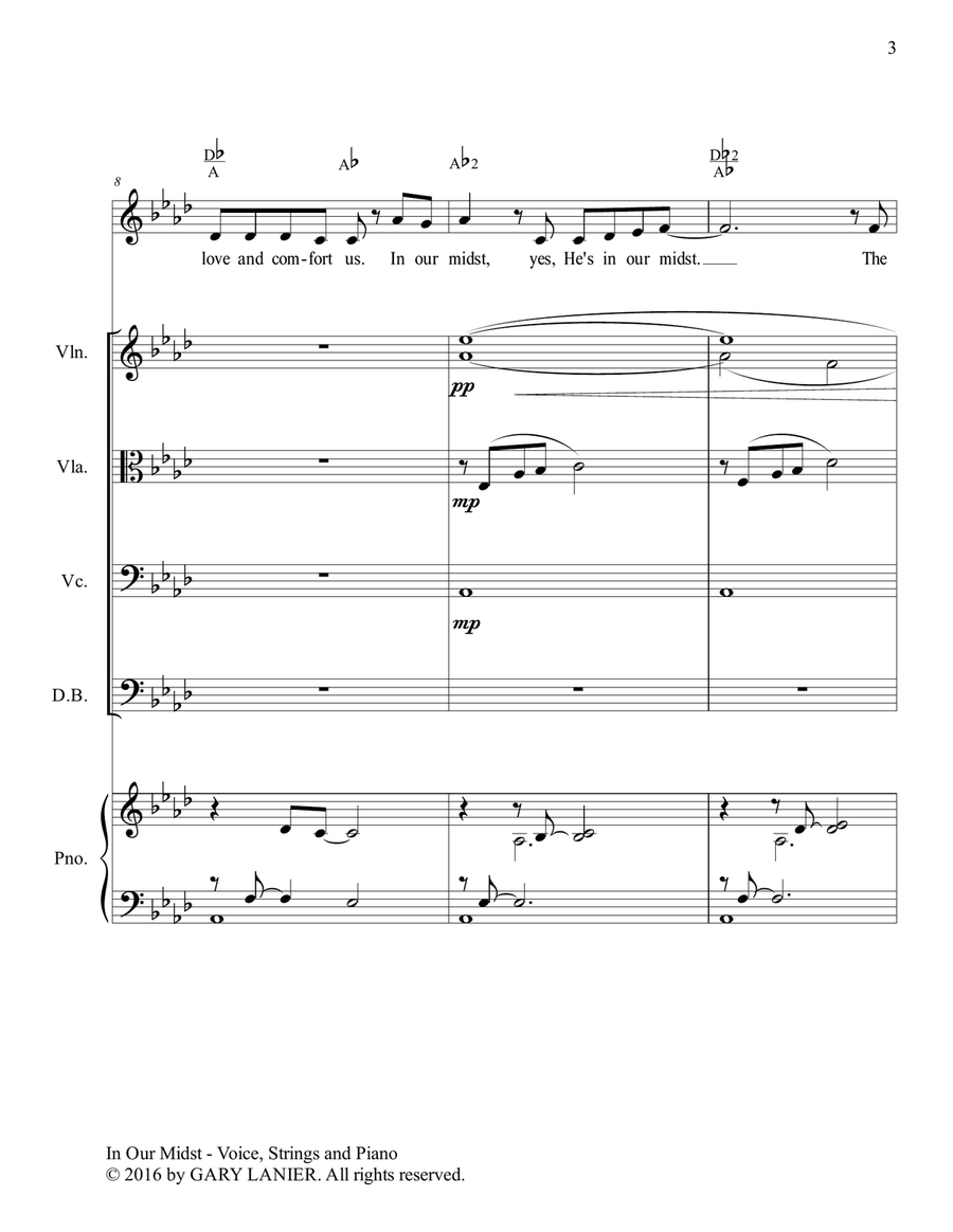 Gary Lanier: IN OUR MIDST (Worship - For Voice, String Orchestra and Piano with Parts) String Orchestra scores gallery preview page 4