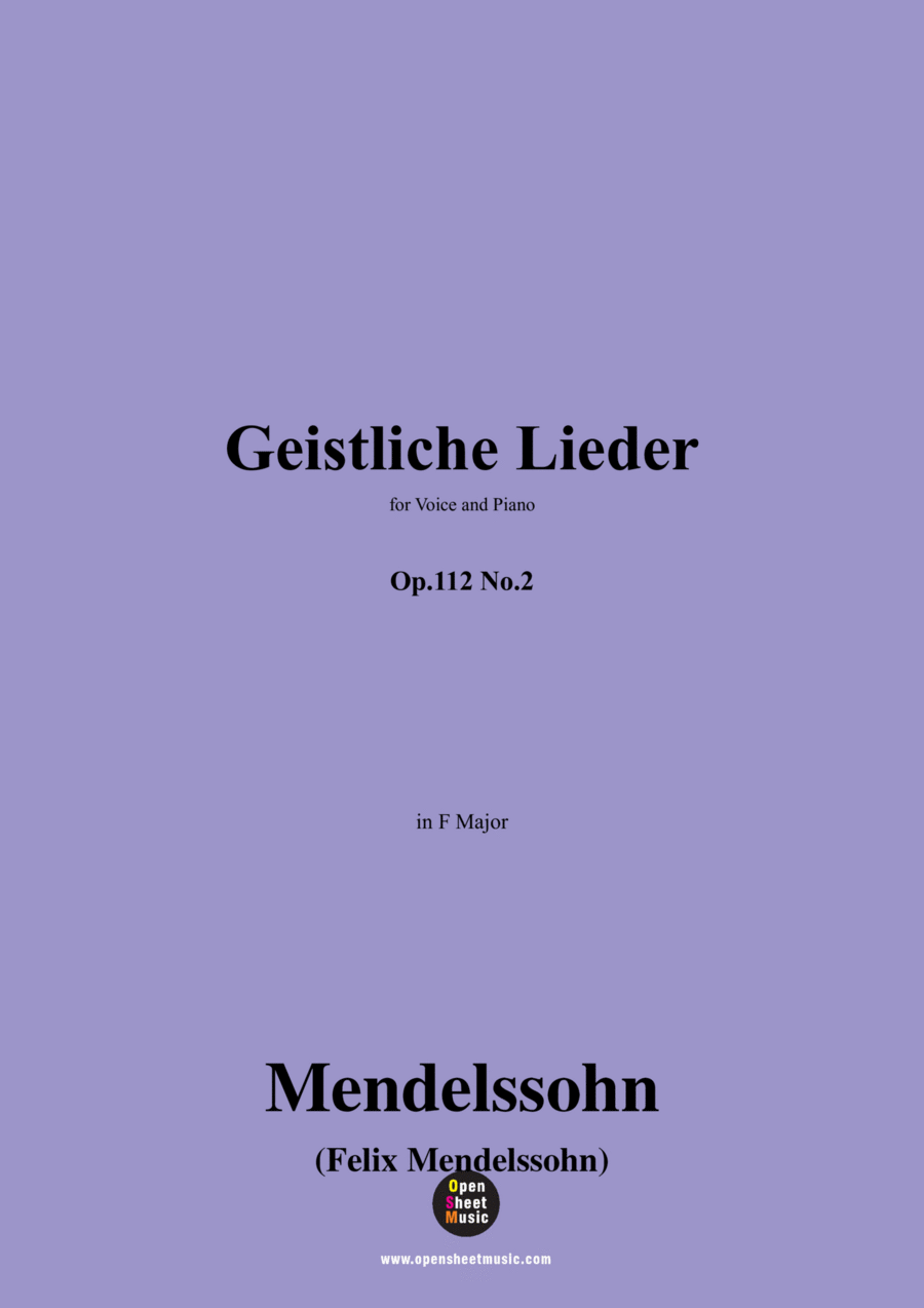 F. Mendelssohn-Geistliche Lieder,Op.112 No.2,in F Major Voice scores gallery preview page 1