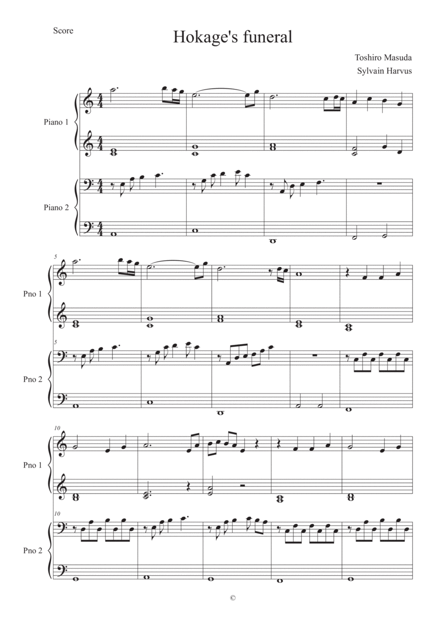 Hokage Funeral Piano scores gallery preview page 1