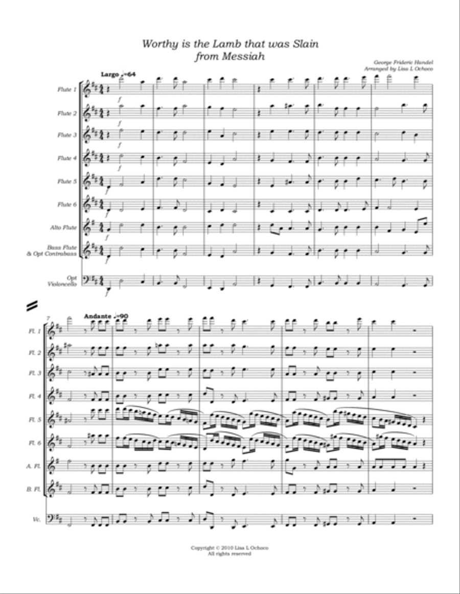 Worthy is the Lamb & Amen from Messiah for Flute Choir Flute Choir scores gallery preview page 5