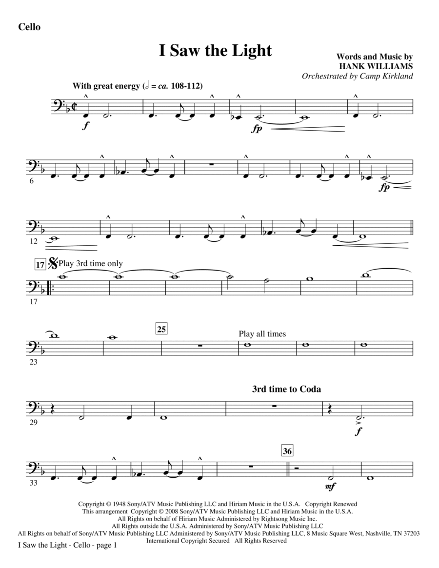 I Saw The Light - Cello Choir scores gallery preview page 1