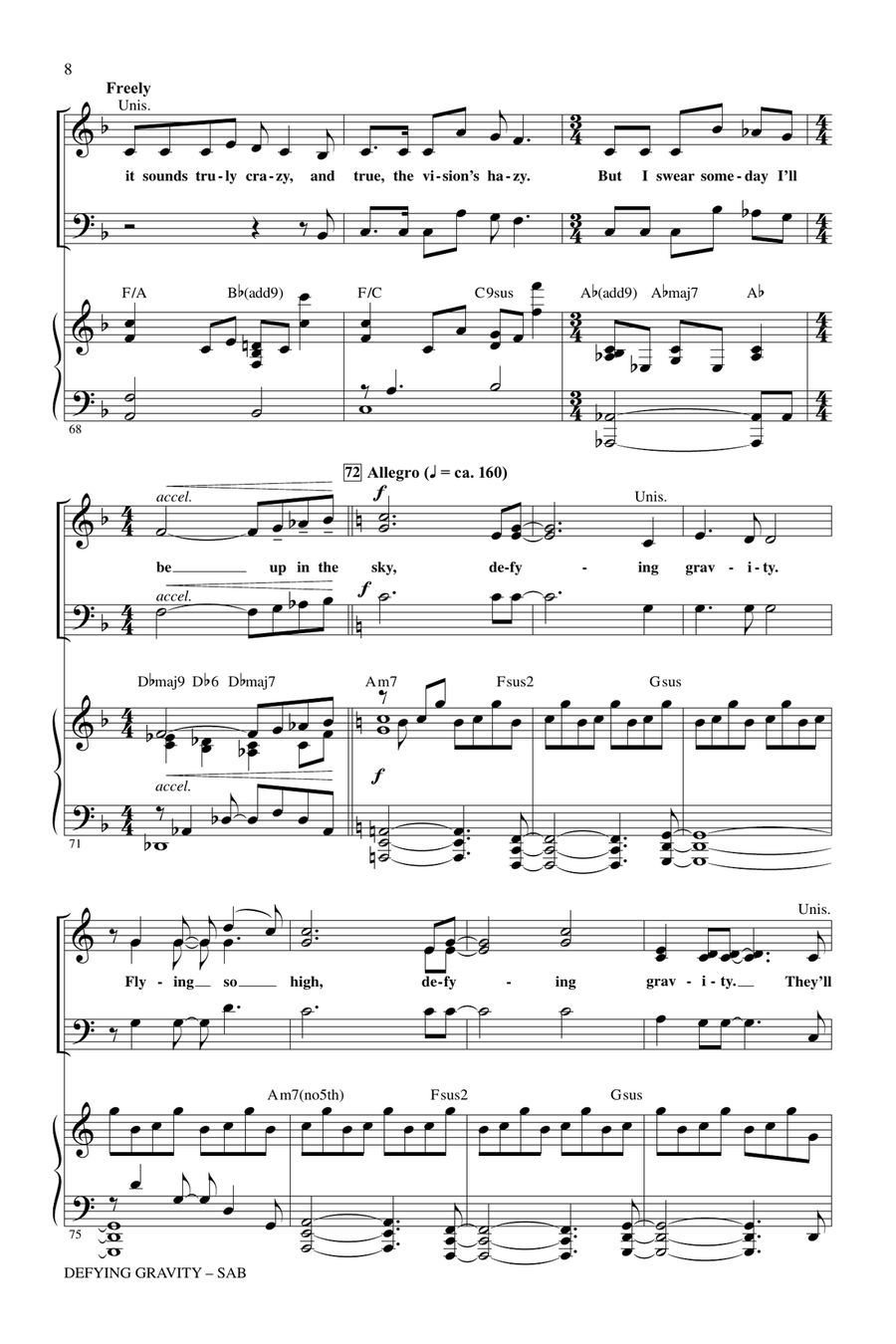Defying Gravity (from Wicked) (arr. Roger Emerson) 3-Part scores gallery preview page 7