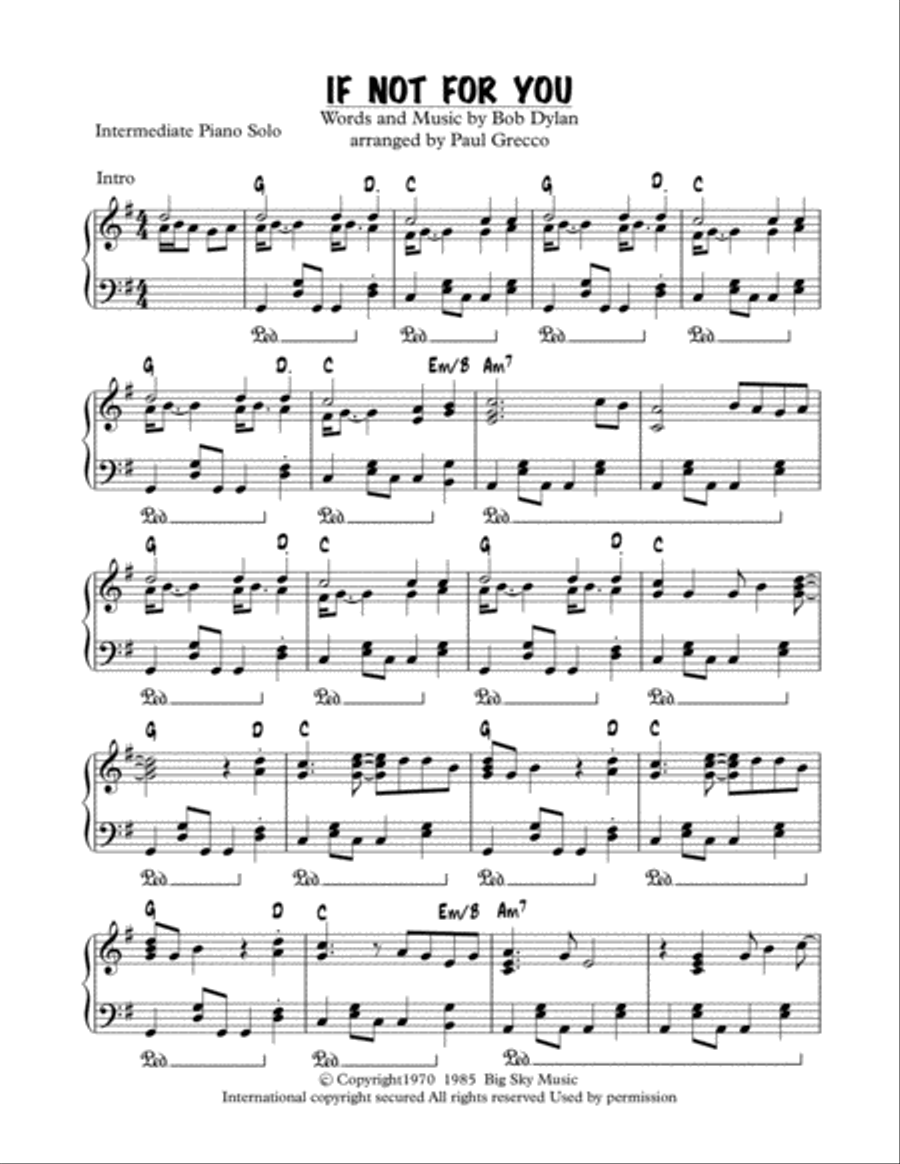 If Not For You If Not For You Piano Solo scores gallery preview page 1