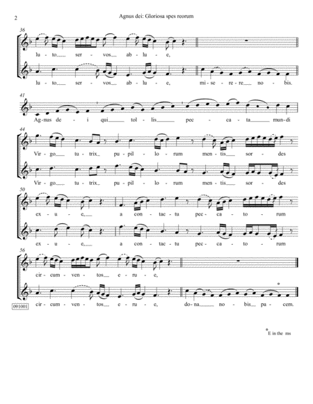 Agnus dei: Gloriosa spes reorum, from Anonymous 4's "Secret Voices" - Score Only