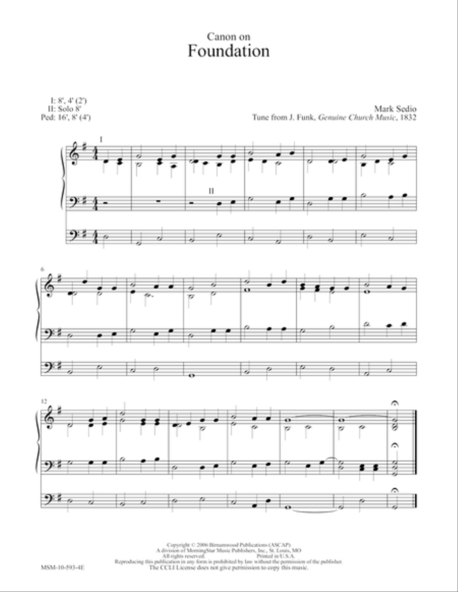 Canon on Foundation Canon on Foundation Organ scores gallery preview page 1