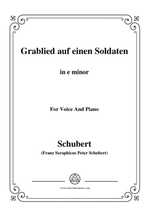 Schubert-Grablied auf einen Soldaten,in e minor,for Voice&Piano