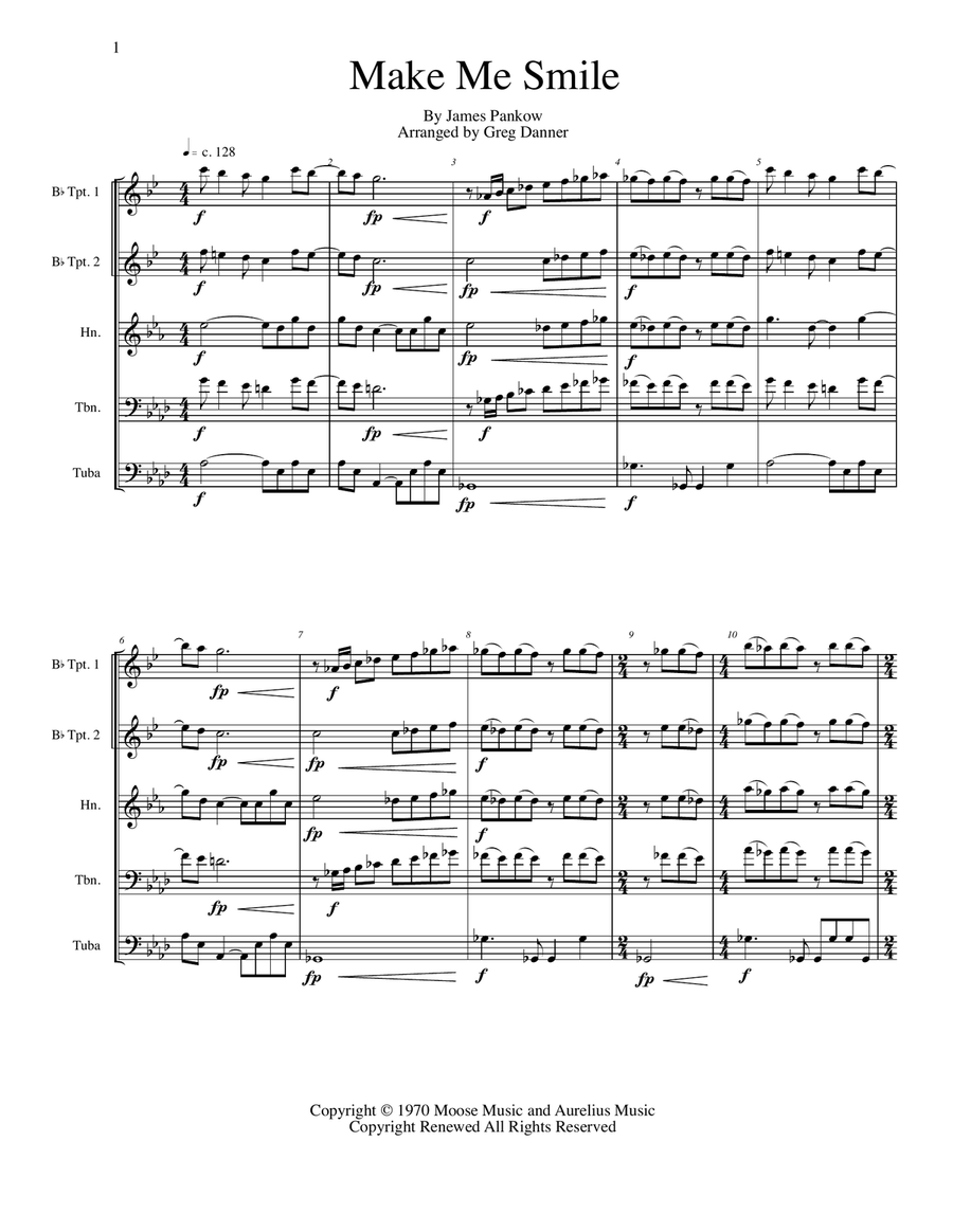 Make Me Smile Brass Quintet scores gallery preview page 1