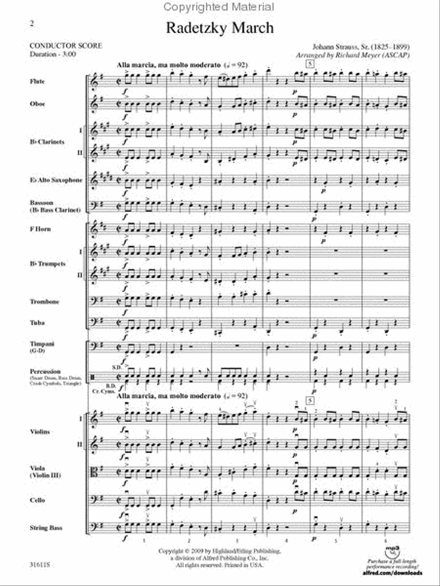Radetzky March Full Orchestra scores gallery preview page 2