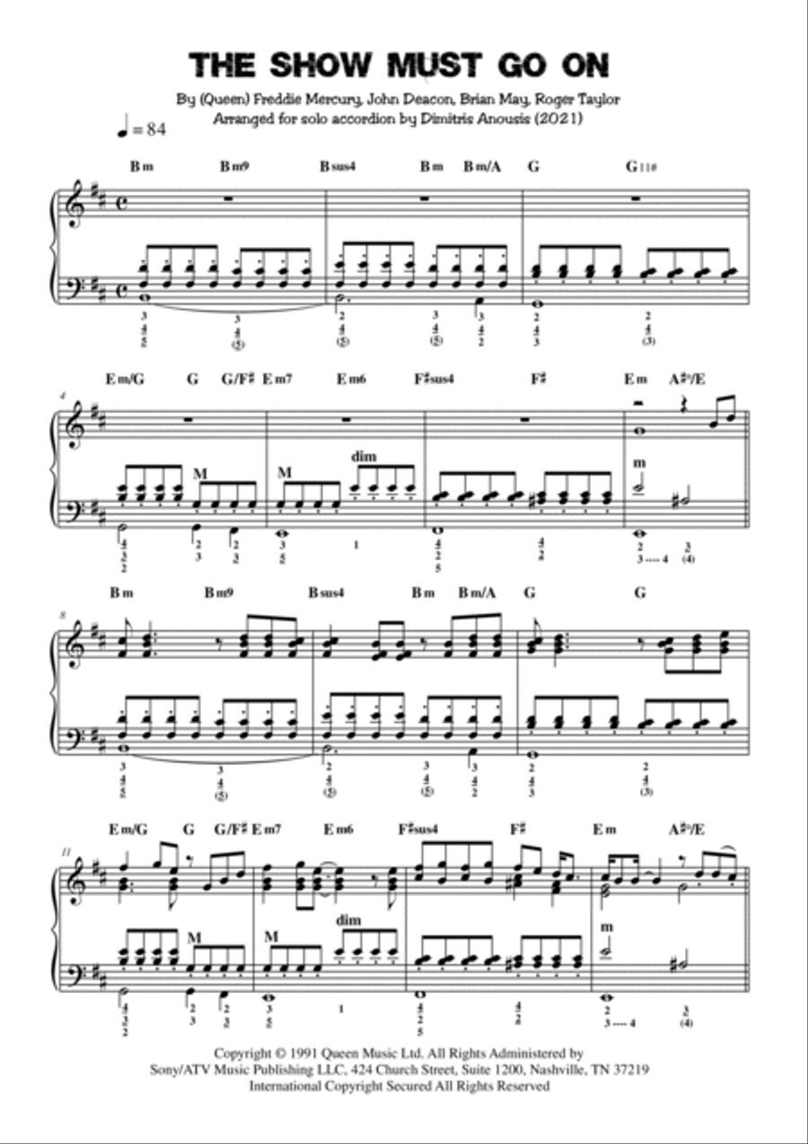 The Show Must Go On Accordion scores gallery preview page 3