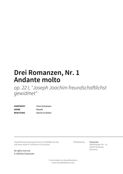 Drei Romanzen, Nr. 1 Andante molto image number null