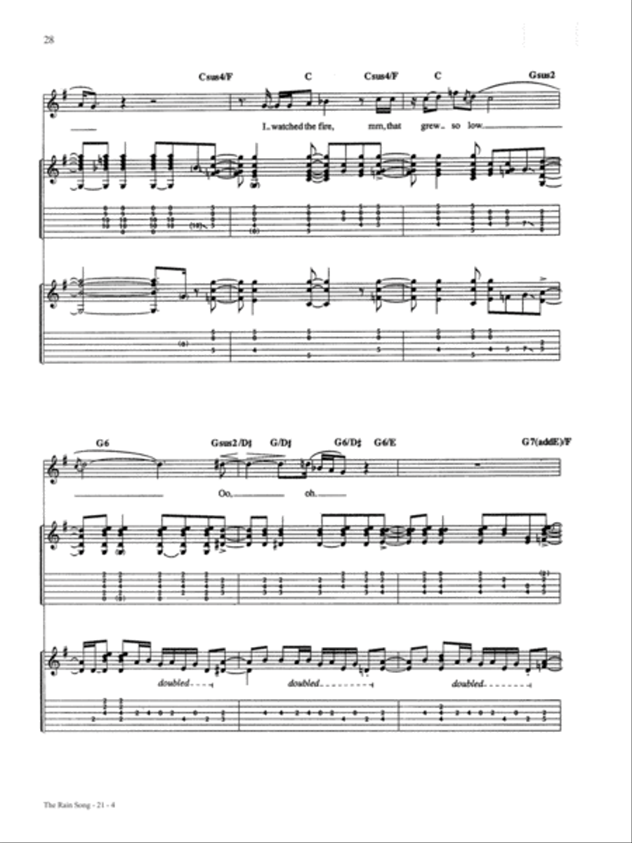 The Rain Song Guitar Tablature scores gallery preview page 4