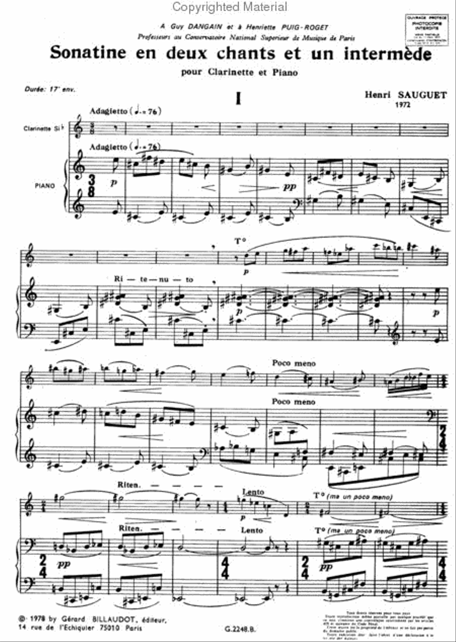 Sonatine Sonatine B-Flat Clarinet scores gallery preview page 3