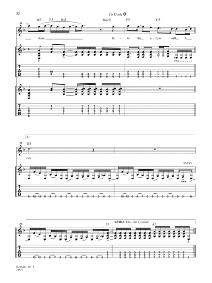 Stricken Guitar Tablature scores gallery preview page 5