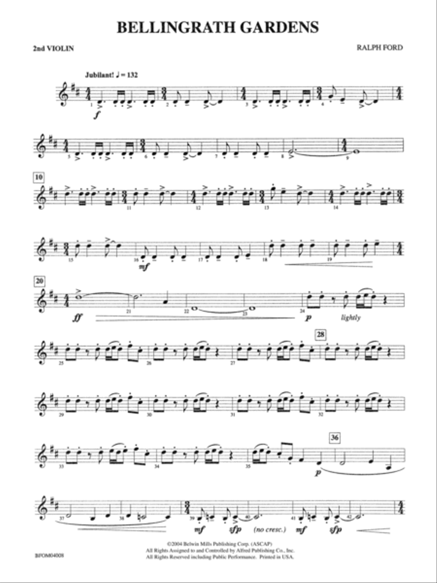 Bellingrath Gardens: 2nd Violin Full Orchestra scores gallery preview page 1