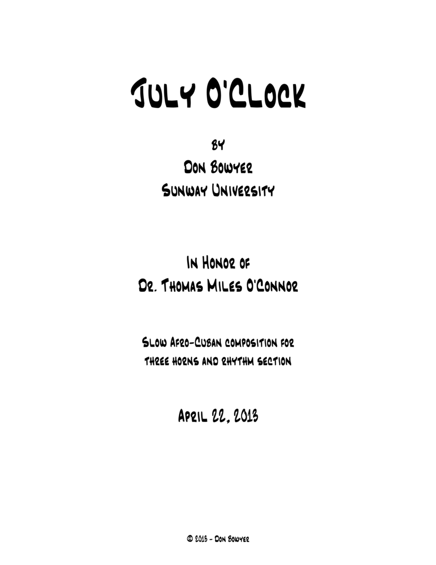 July O'Clock Jazz Ensemble scores gallery preview page 1