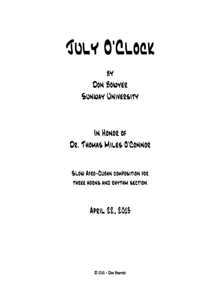 July O'Clock Jazz Ensemble - Digital Sheet Music