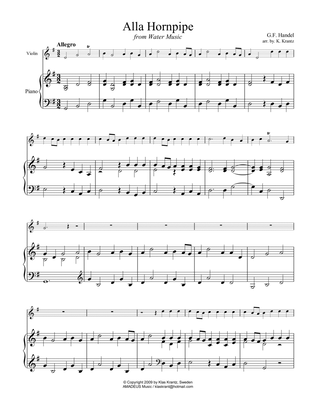 Alla Hornpipe from Water Music for violin and easy piano (cello part ad lib.)