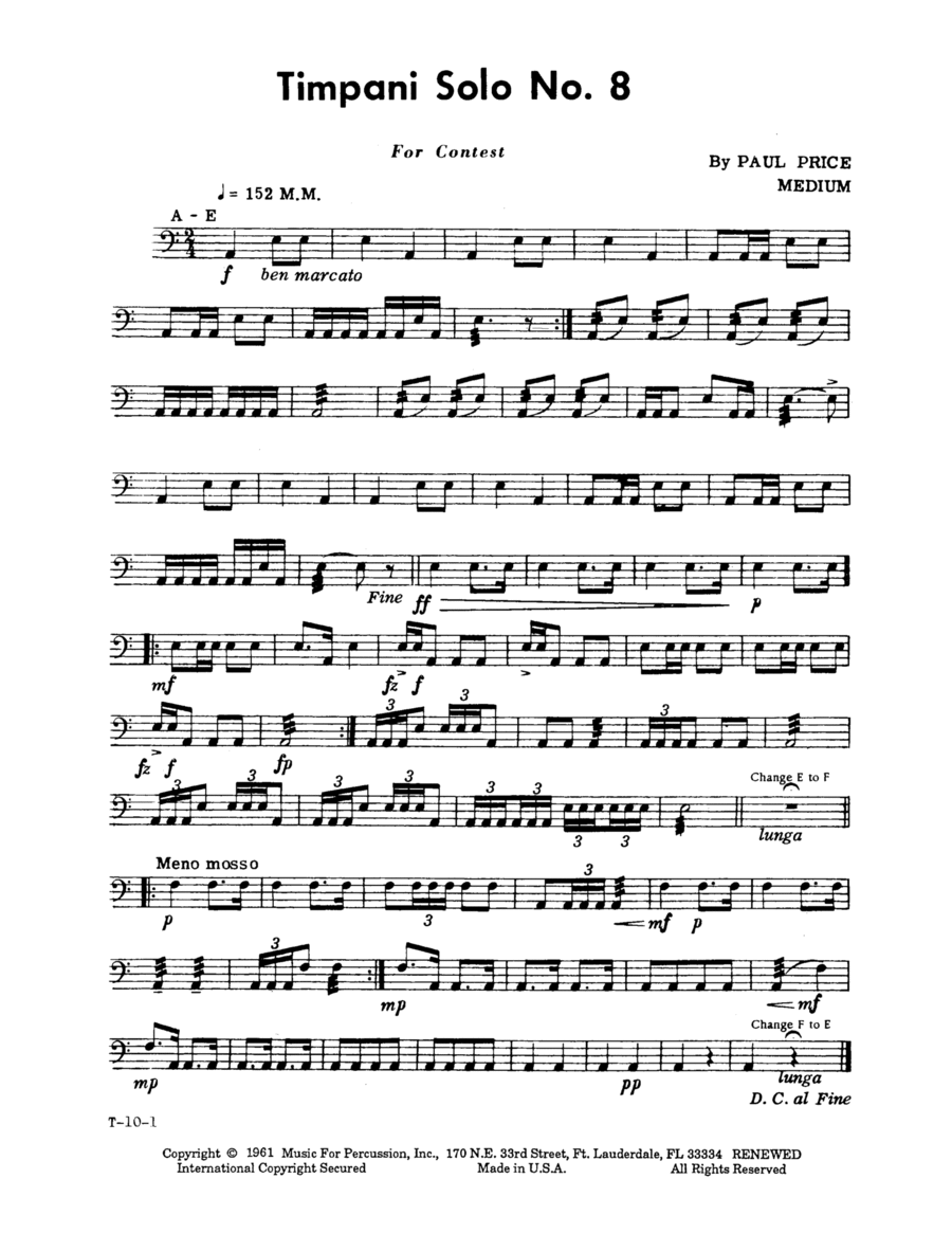 Timpani Solo No. 8 Timpani Solo No. 8 Percussion scores gallery preview page 1