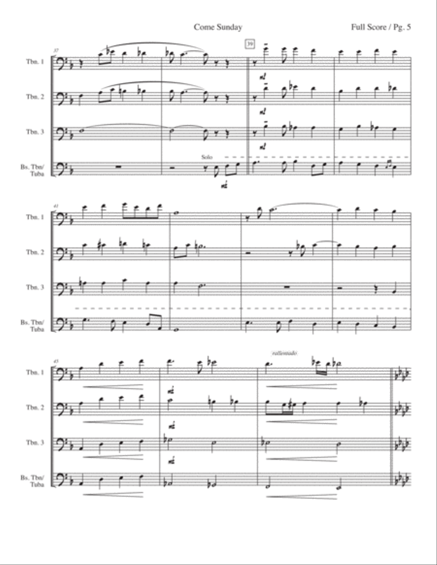Come Sunday Small Ensemble scores gallery preview page 5