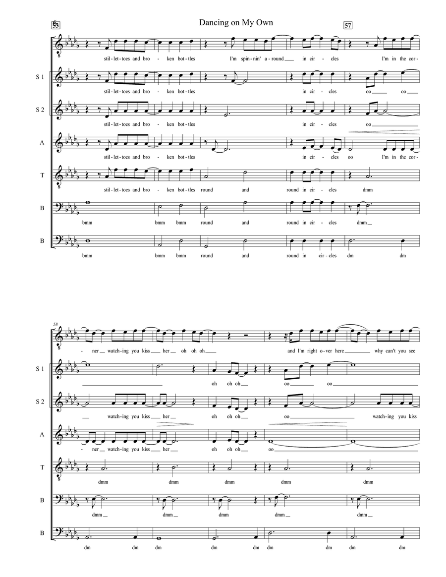 Dancing On My Own Divisi scores gallery preview page 6