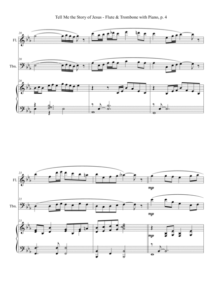 TELL ME THE STORY OF JESUS (for Flute, Trombone and Piano - Score/Parts) image number null