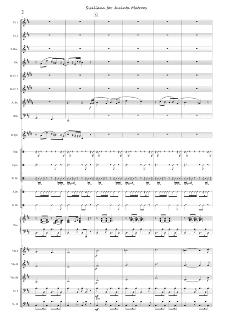 Suite, Sweet Cape Town - 6 Siciliana for Jucinta Matroos Concert Band scores gallery preview page 2