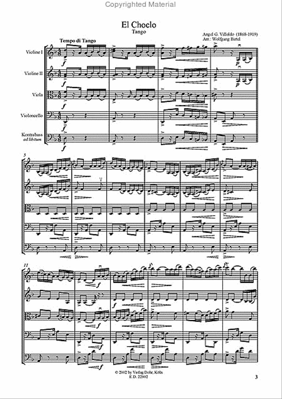 El Choclo -Tango- (für Streichquartett) String Quartet scores gallery preview page 2