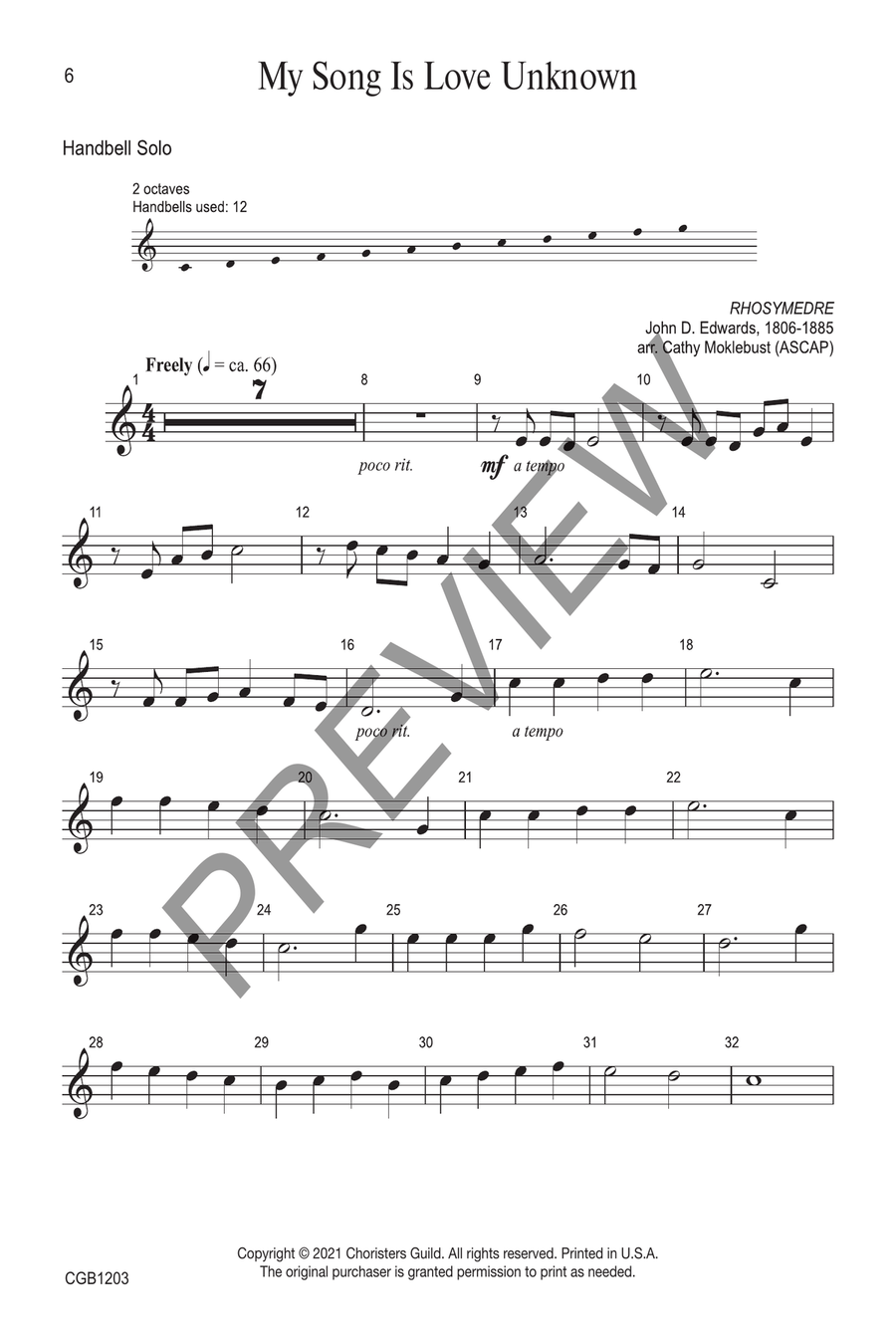 Sacred Solos for Bell Tree, Set 1: Solo Handbells Handbell scores gallery preview page 4