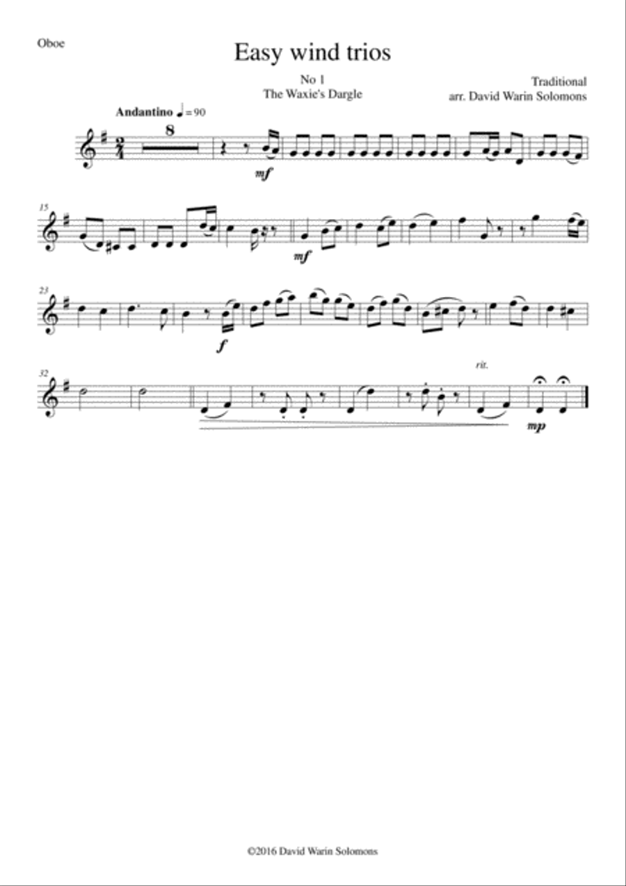 15 easy pieces for wind trio (flute, oboe, bassoon) Woodwind Trio scores gallery preview page 4