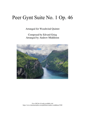 Book cover for Peer Gynt Suite No. 1Op. 46 arranged for Woodwind Quintet