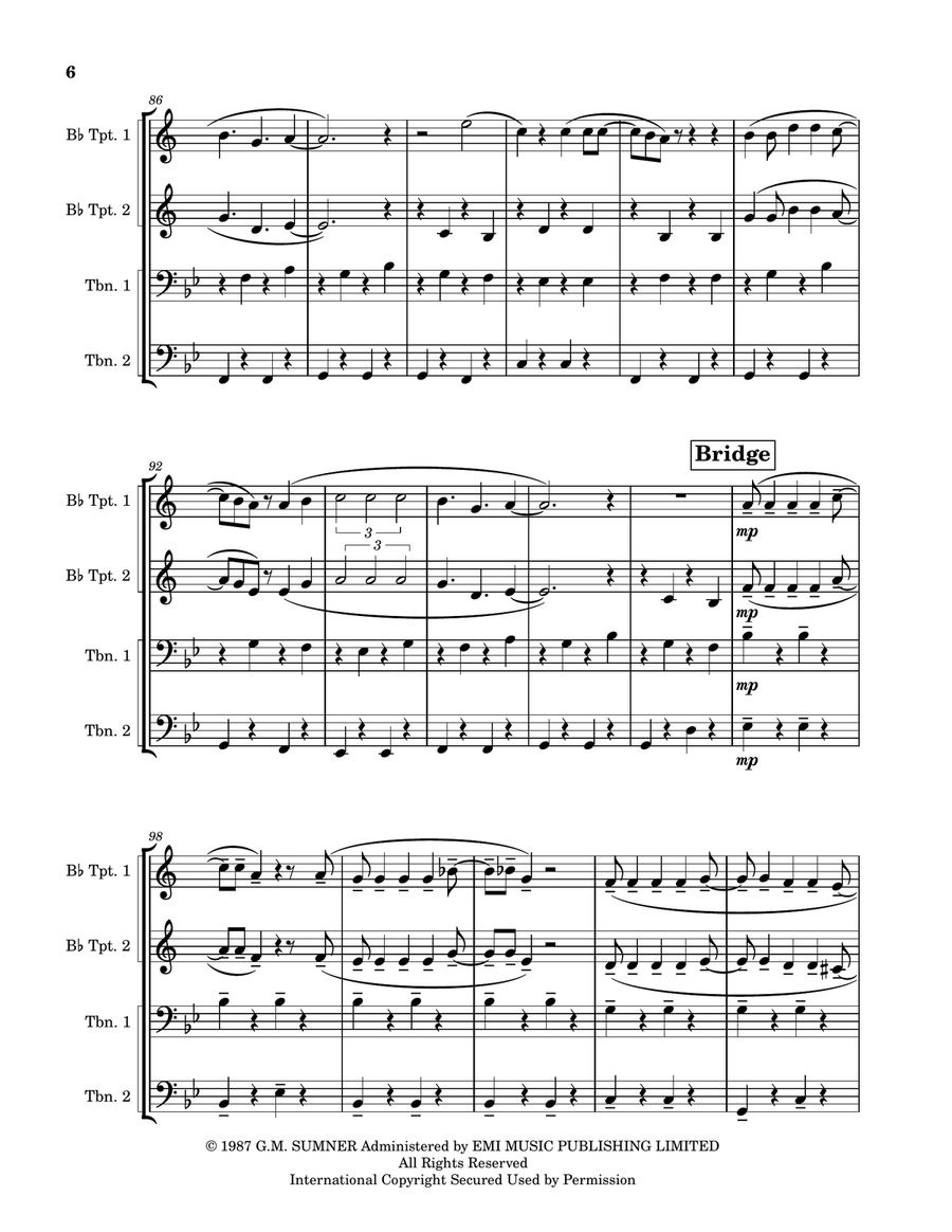 Englishman In New York Englishman In New York Brass Quartet scores gallery preview page 6