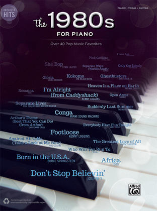 Book cover for Greatest Hits -- The 1980s for Piano