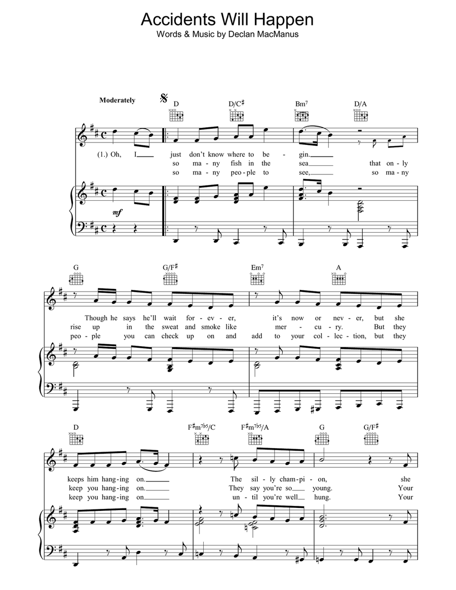 Accidents Will Happen Accidents Will Happen Piano, Vocal, Guitar scores gallery preview page 1