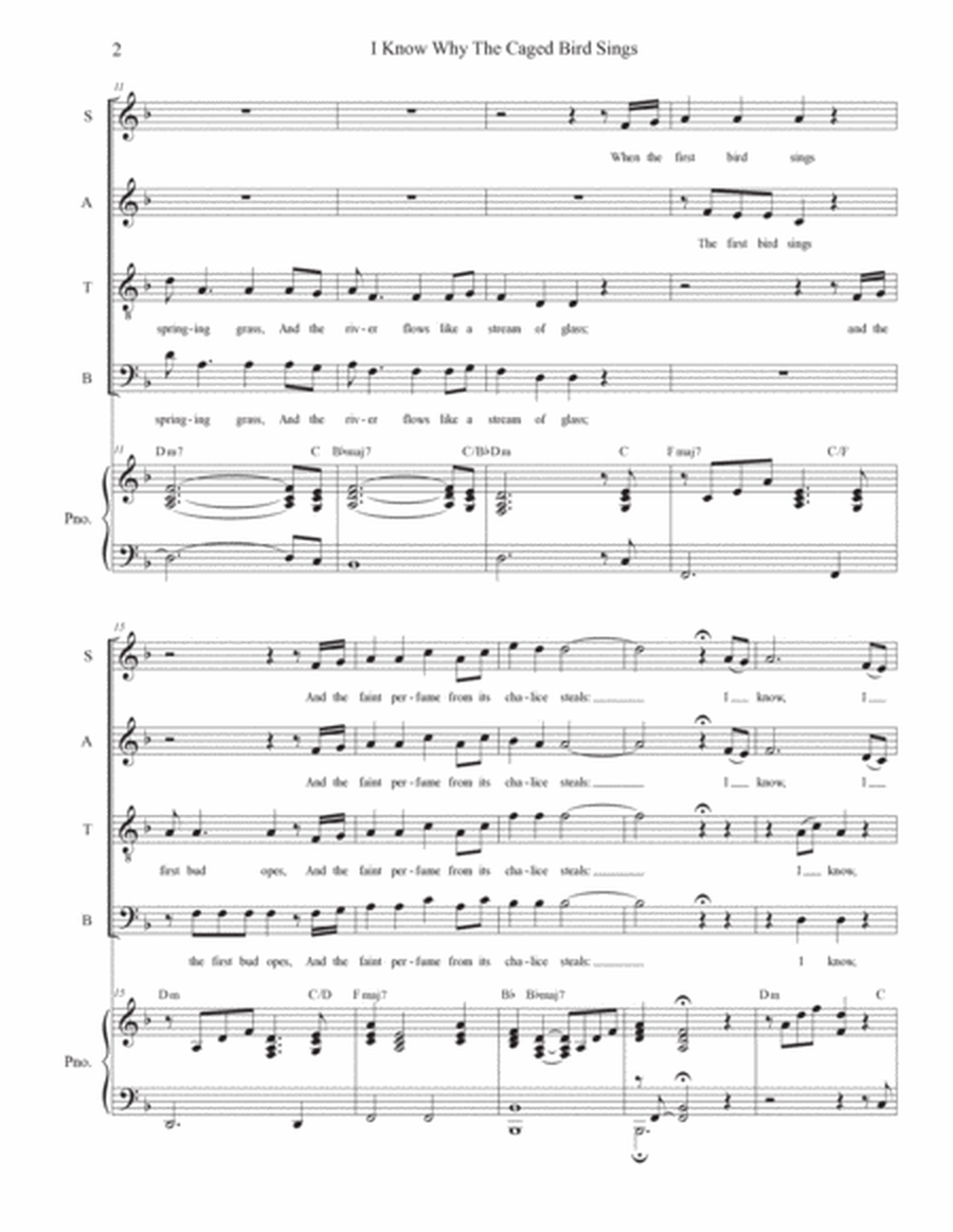 I Know Why The Caged Bird Sings (Sympathy) (Vocal Quartet - (SATB) image number null