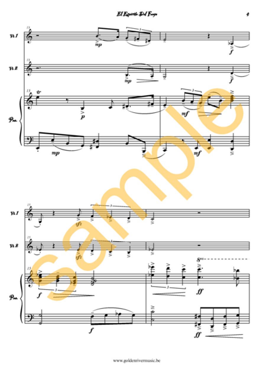 El Spiritu del Fuego / Fire Spirit for 2 violins Violin Solo scores gallery preview page 5
