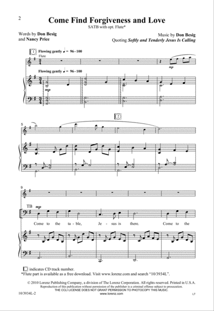 Come Find Forgiveness and Love 4-Part scores gallery preview page 2