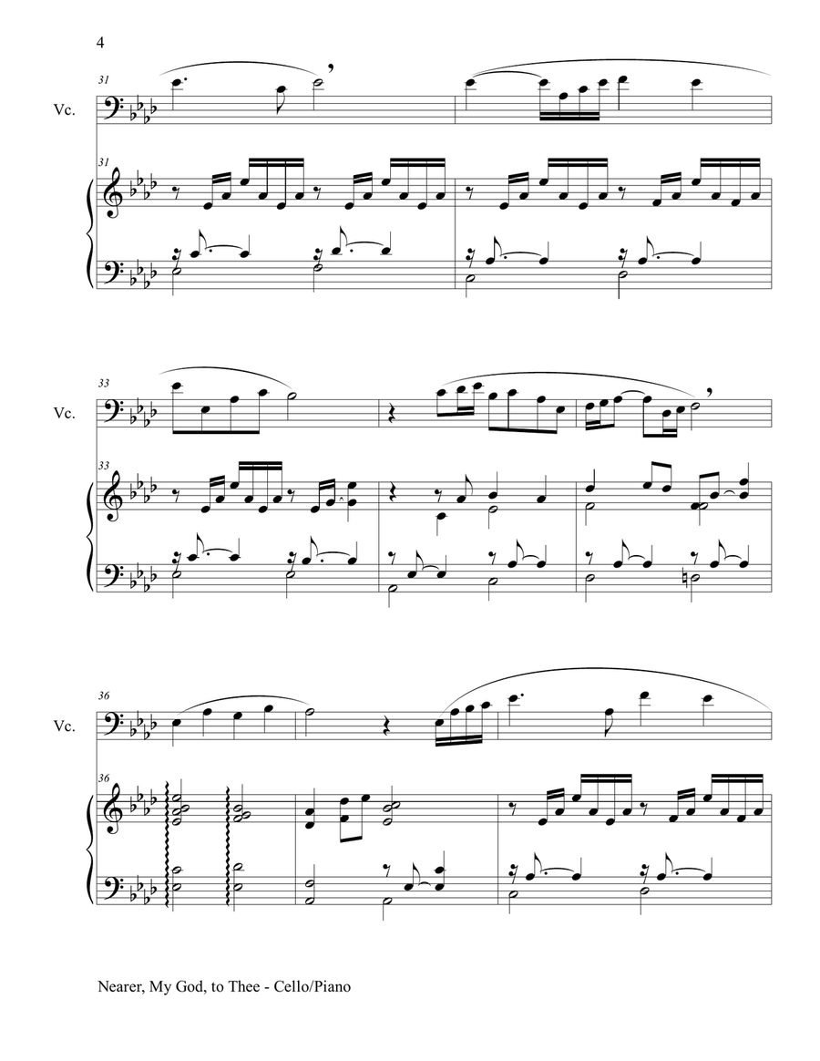 NEARER, MY GOD, TO THEE (Duet– Cello/Piano with Score and Instrument Part) String Duet scores gallery preview page 4