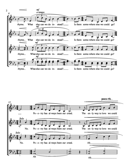 For SATB Music by Jennifer Tibbetts and words by Thomas J. Fallica image number null