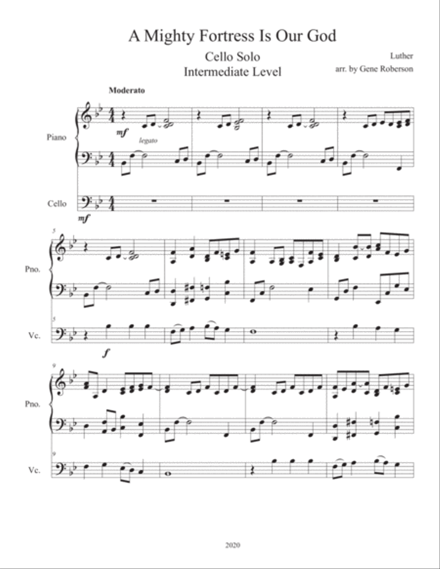 A Mighty Fortress Cello Solo A Mighty Fortress Cello Solo Piano scores gallery preview page 2