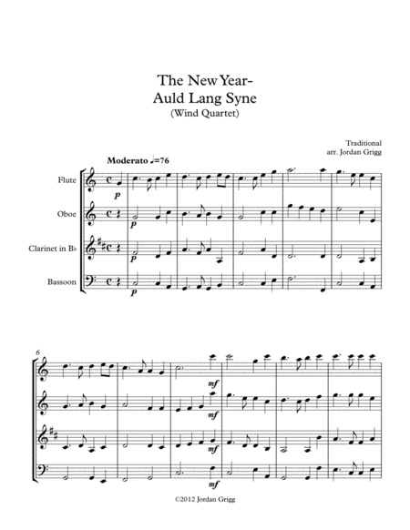 The New Year - Auld Lang Syne (Wind Quartet) image number null