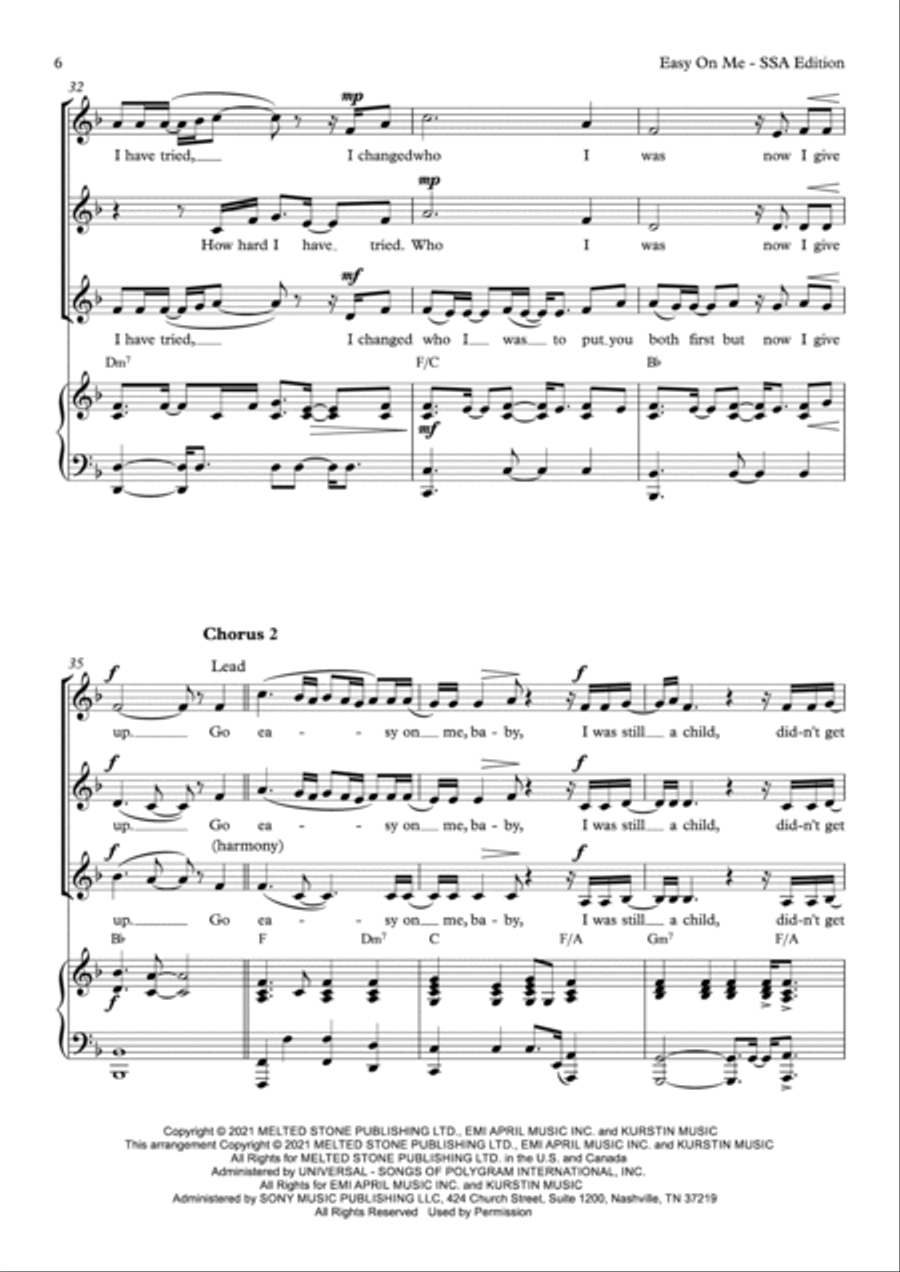 Easy On Me SSA scores gallery preview page 6
