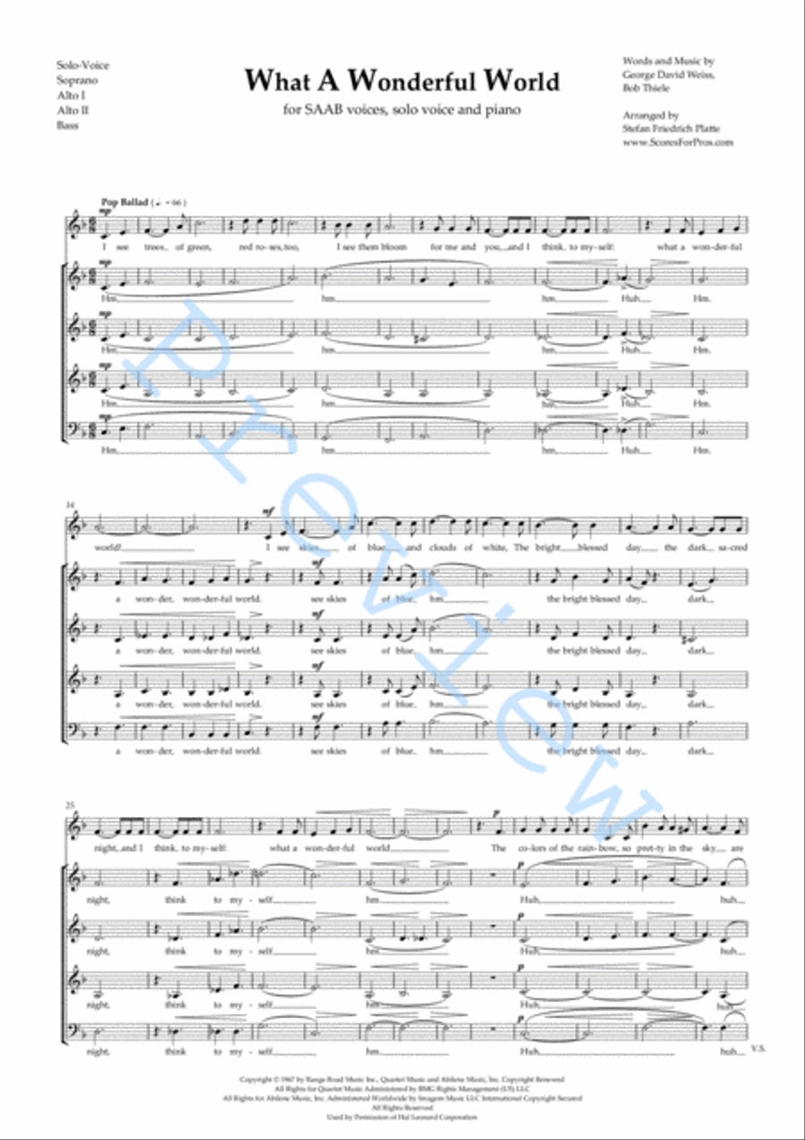 What A Wonderful World 4-Part scores gallery preview page 4